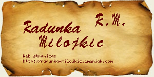Radunka Milojkić vizit kartica